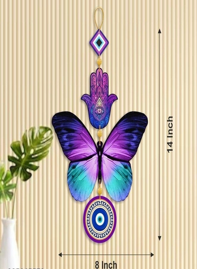 IMAGICART Engineered Wood Butterfly Evil Eye Wall Hanging for Door Entrance,Decorative Wall Hanging for Elegant & Protection,Unique Design Nazar Battu/Suraksha Kawach (Pack of 2),Multi Color - Image 3
